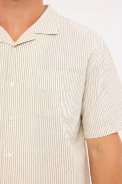 Myles Resort Shirt Off White/ Black Stripe