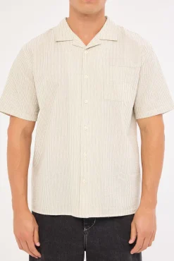 Myles Resort Shirt Off White/ Black Stripe