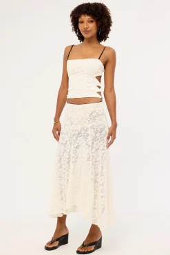 Myra Lace Maxi Skirt Antique White