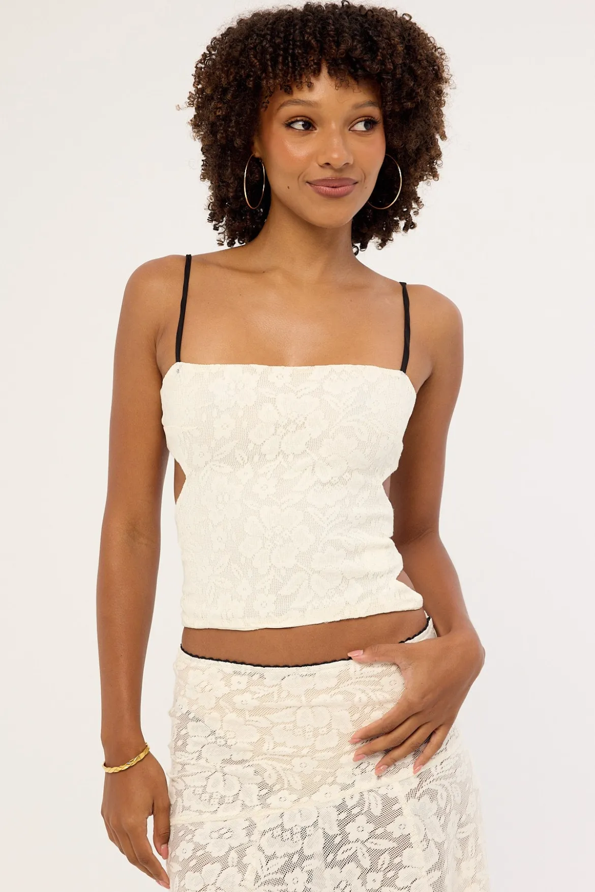 Myra Lace Tie Top Antique White