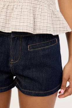 Myra Low Rise Denim Short Dark Blue Denim