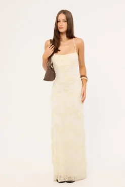 Nala Lace Up Back Maxi Dress Cream