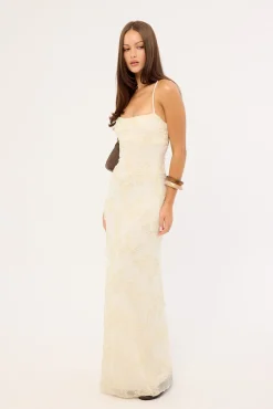 Nala Lace Up Back Maxi Dress Cream
