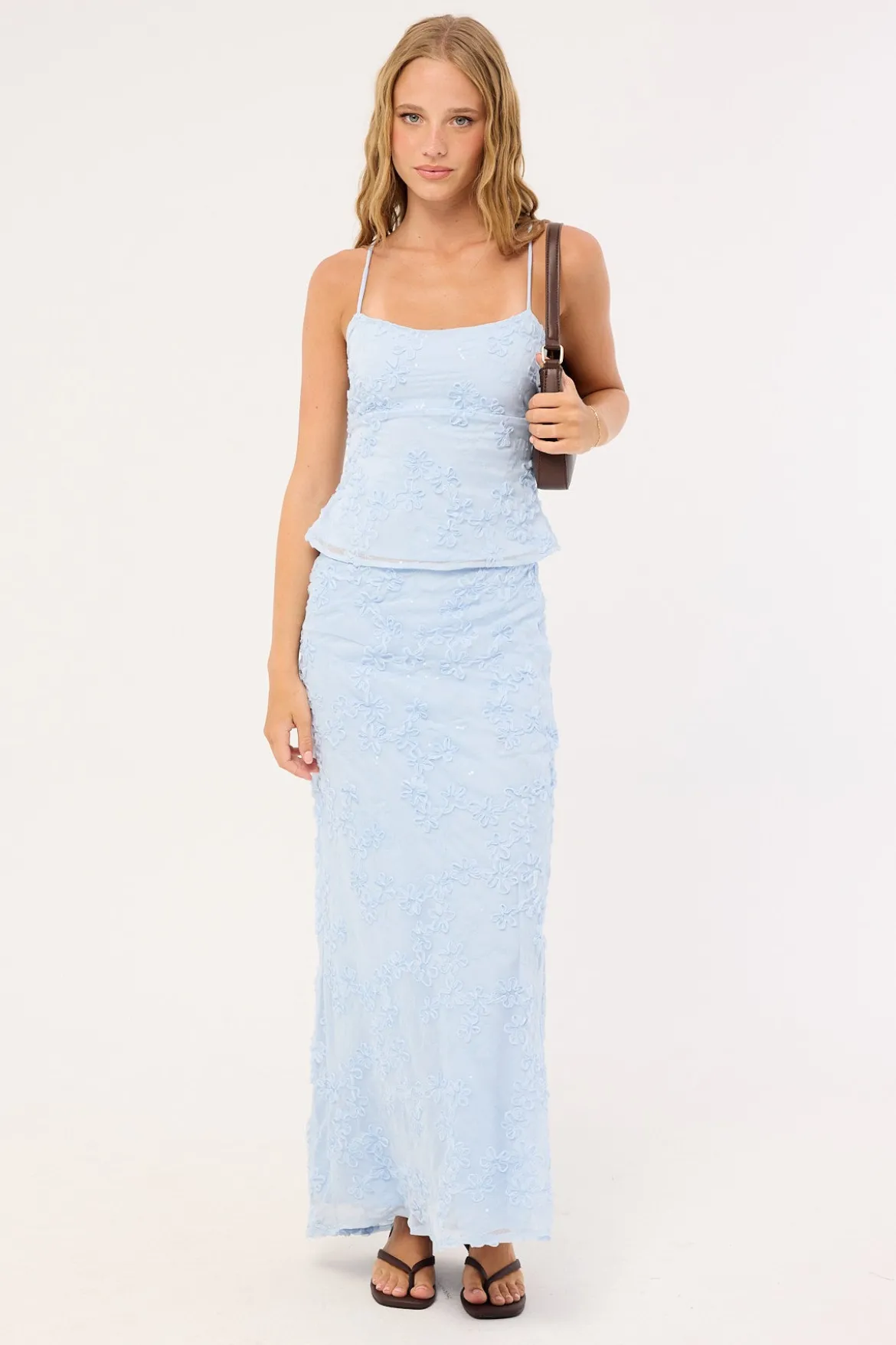 Nala Lace Up Back Top Blue