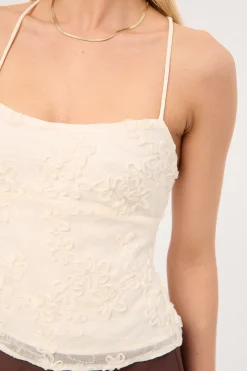 Nala Lace Up Back Top Cream