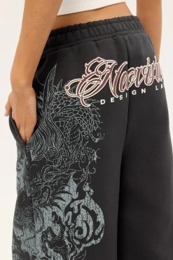 Nami Straight Leg Trackpant Washed Black