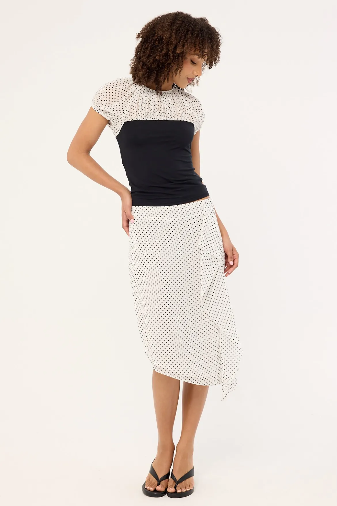 Naria Top CFN White Basic Polka Black