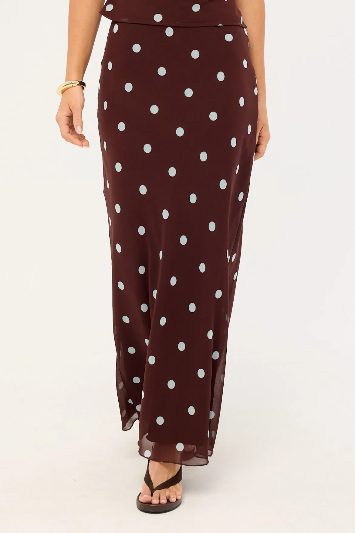 Naya Polka Maxi Skirt Blue/Brown Polka