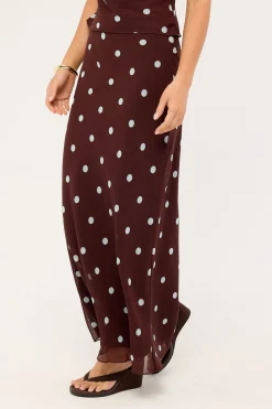 Naya Polka Maxi Skirt Blue/Brown Polka
