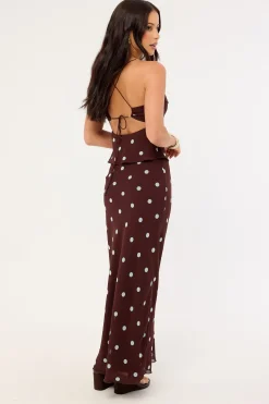 Naya Polka Maxi Skirt Blue/Brown Polka