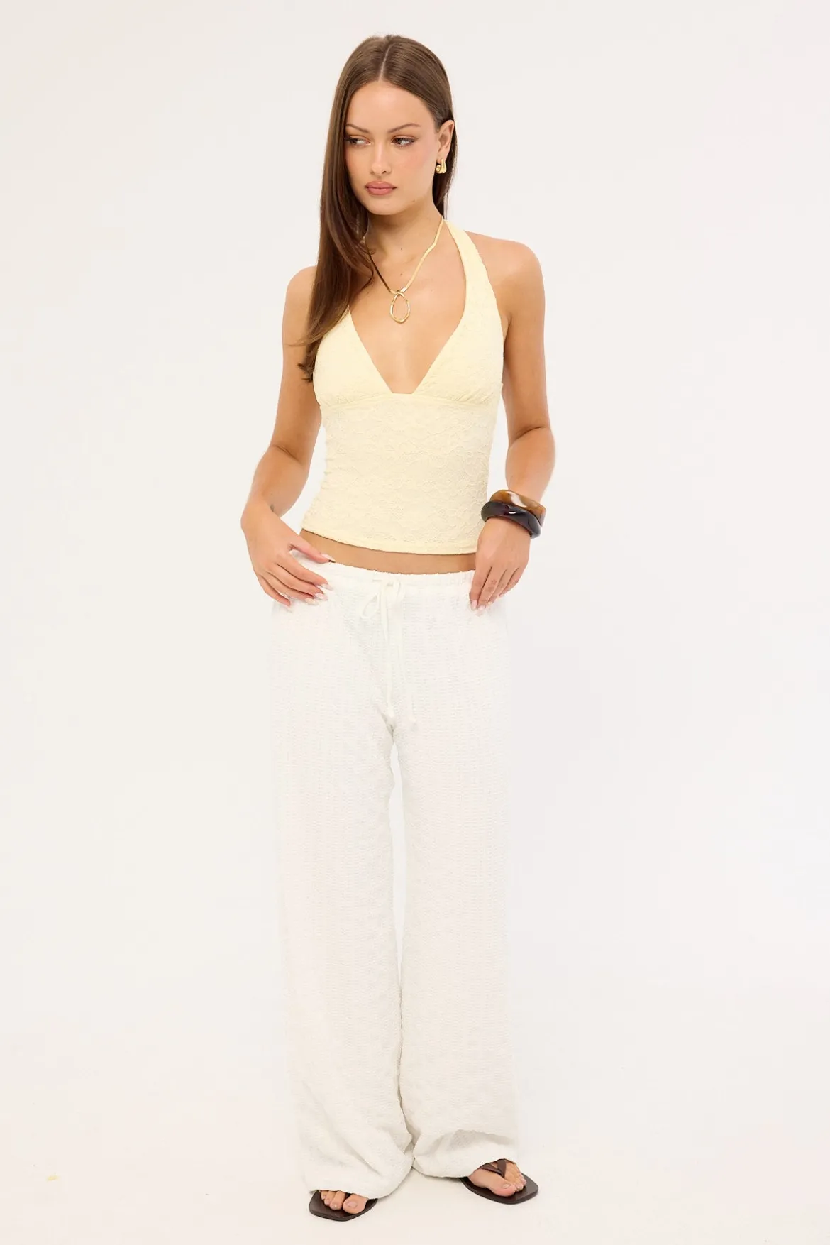 Naya Textured Pant White