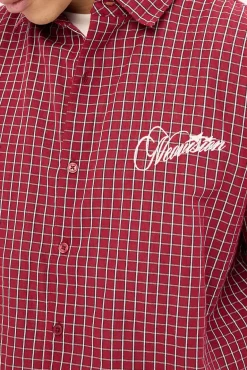 Nebula Oversize Shirt Burgundy Check