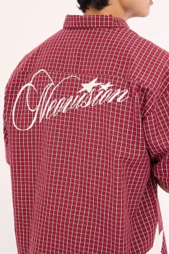 Nebula Oversize Shirt Burgundy Check