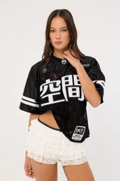 Netrif Lace V Neck Jersey Black