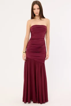 Neve Strapless Maxi Dress Cranberry