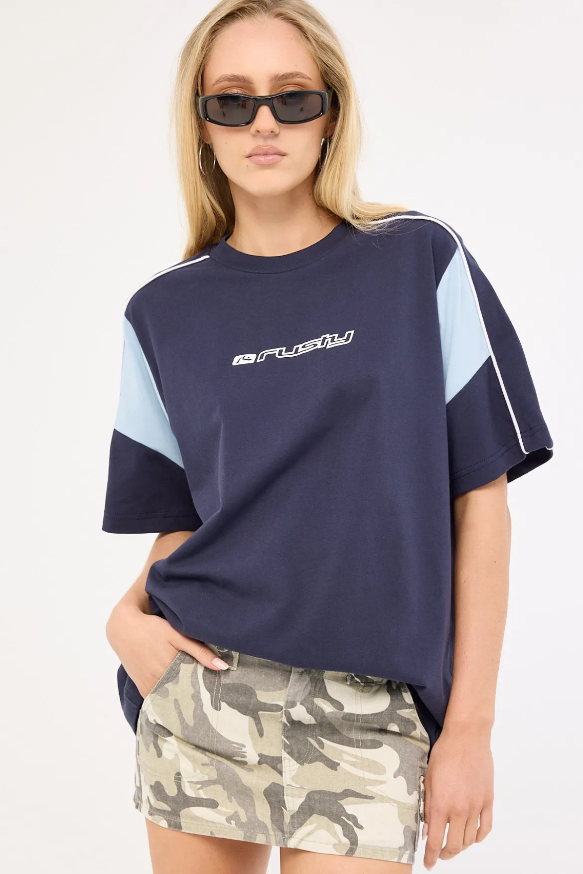New Break 220 Oversize Tee Navy Blue