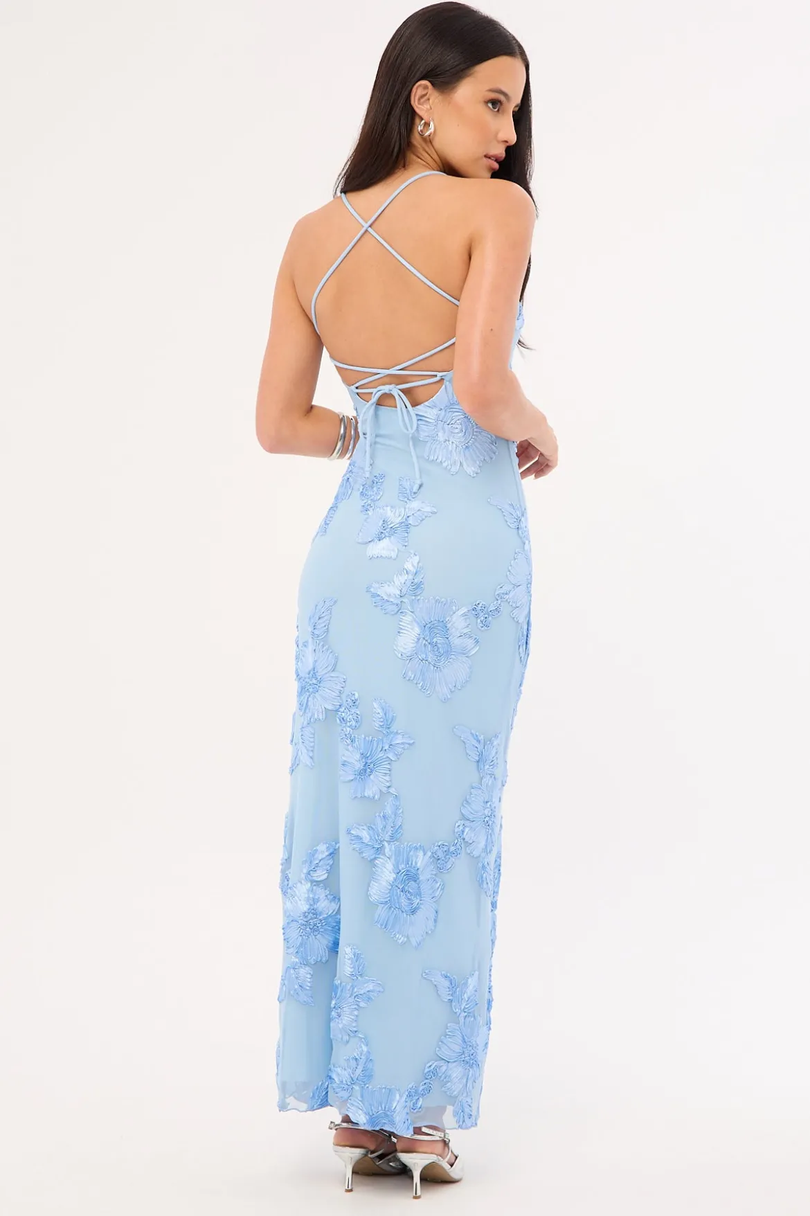 Nia Applique Maxi Dress Blue