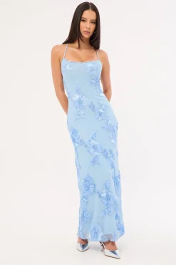 Nia Applique Maxi Dress Blue