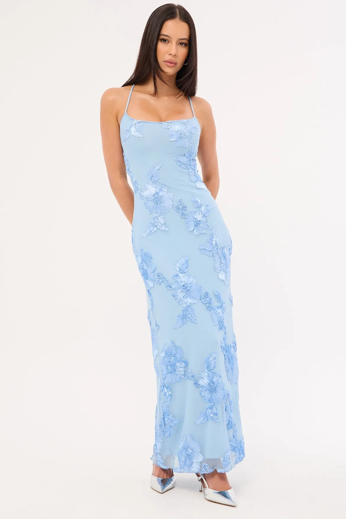 Nia Applique Maxi Dress Blue