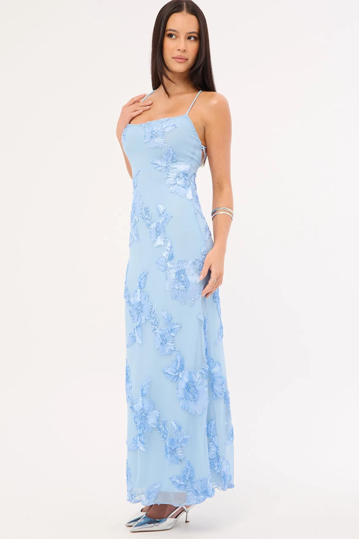 Nia Applique Maxi Dress Blue