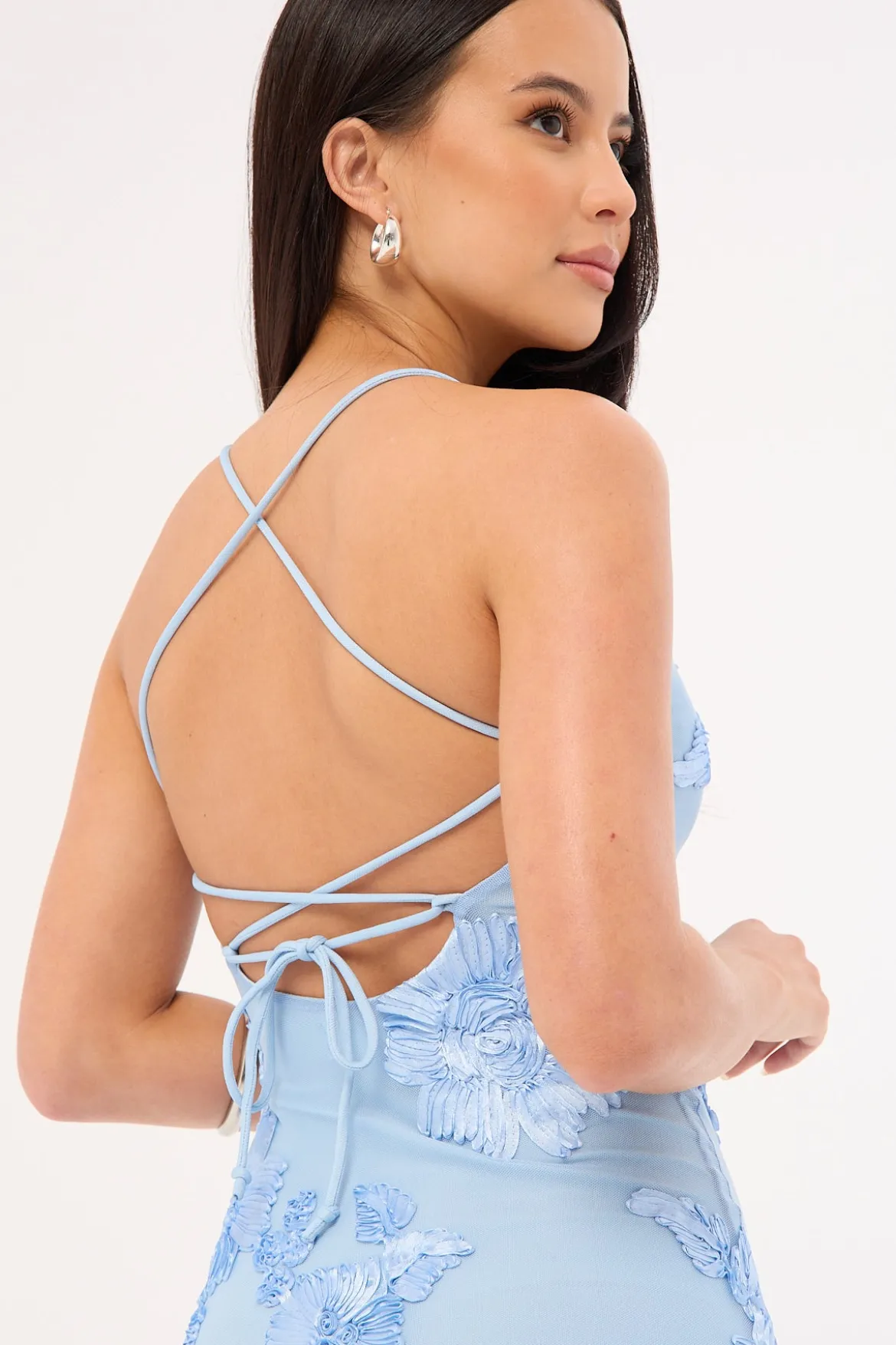 Nia Applique Maxi Dress Blue