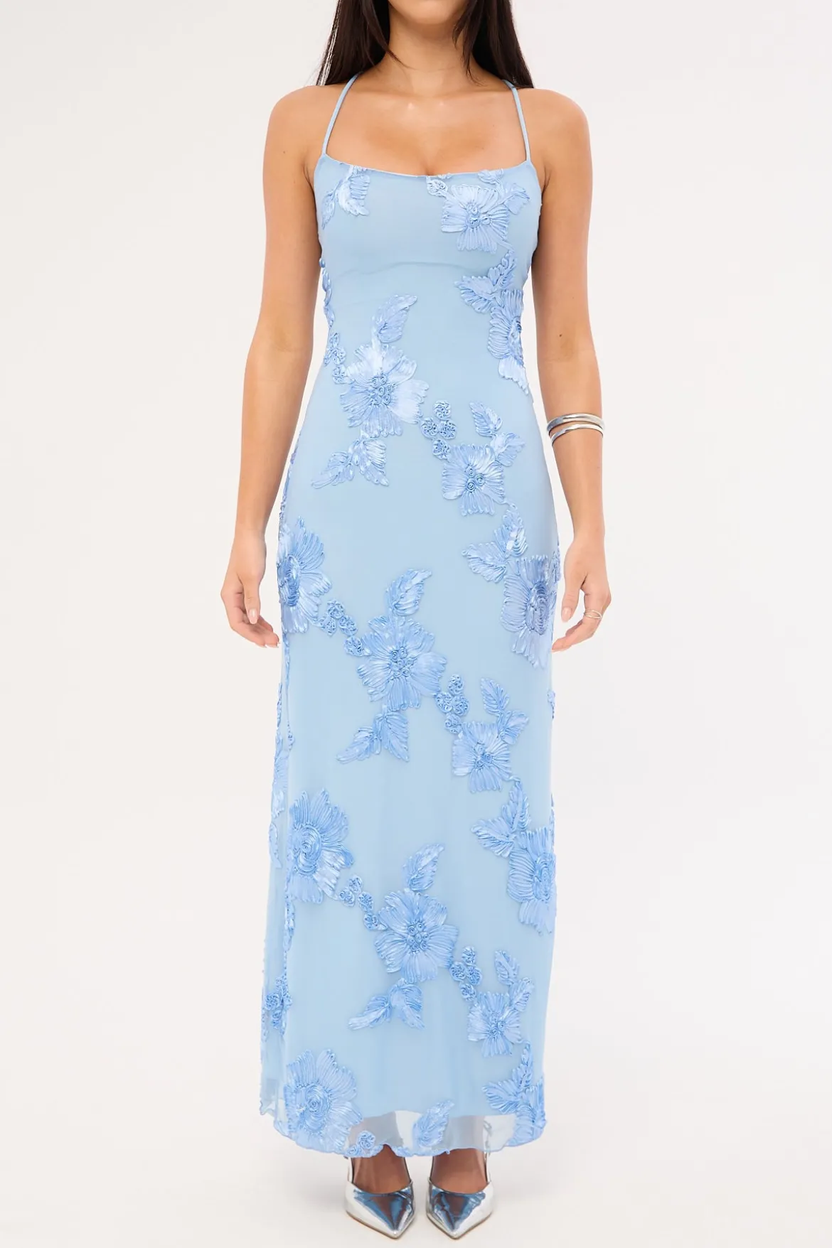 Nia Applique Maxi Dress Blue