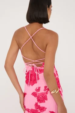 Nia Applique Maxi Dress Pink