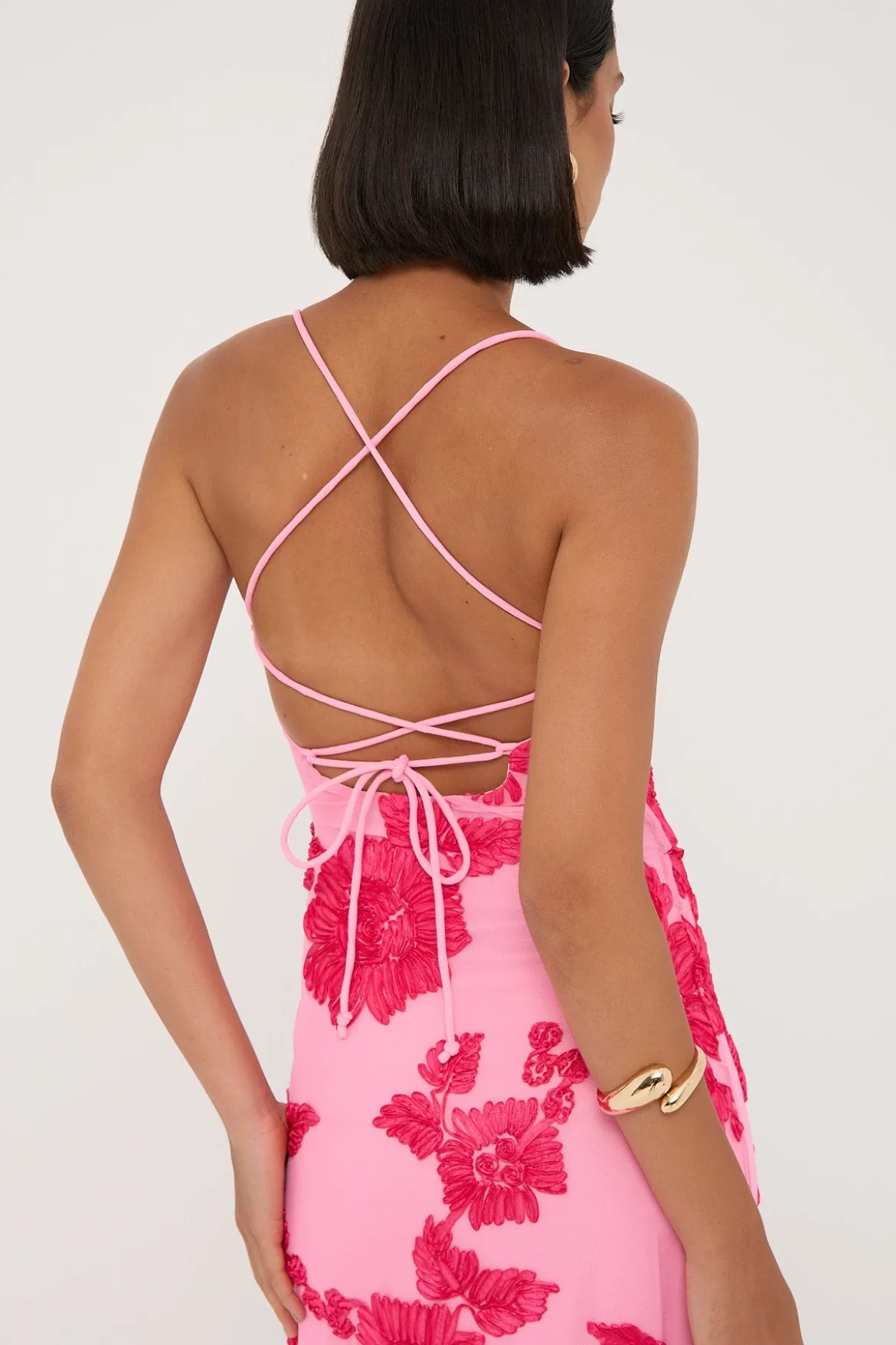 Nia Applique Maxi Dress Pink