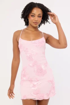 Nia Applique Mini Dress Pink