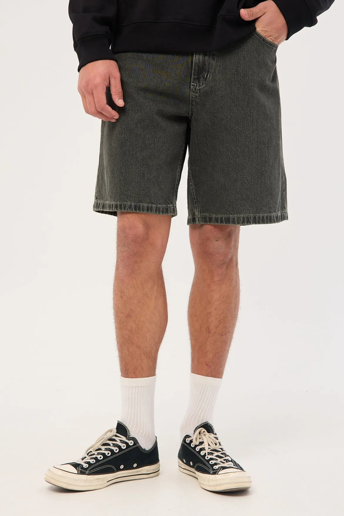 Nightshade Mid Slacker Denim Short Seaglass Black Overdye