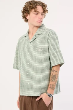 Niko Boxy Cropped Resort Shirt Green Check