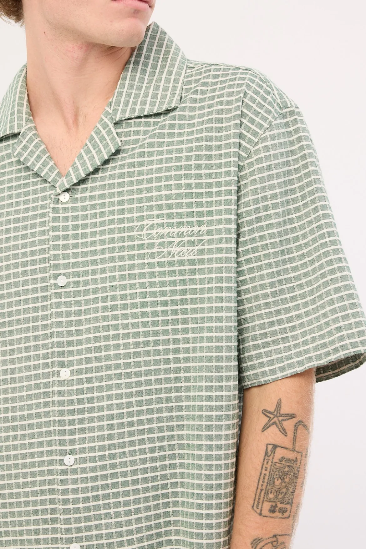 Niko Boxy Cropped Resort Shirt Green Check
