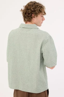 Niko Boxy Cropped Resort Shirt Green Check