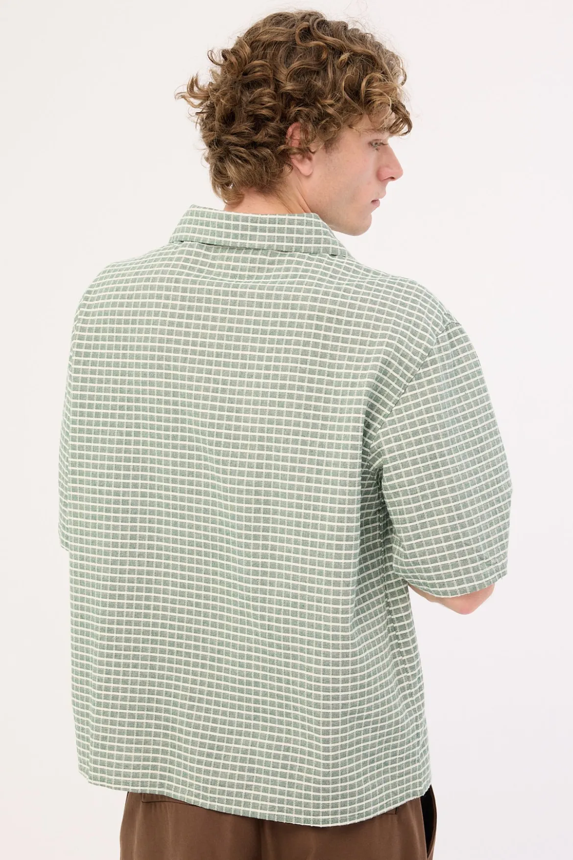 Niko Boxy Cropped Resort Shirt Green Check