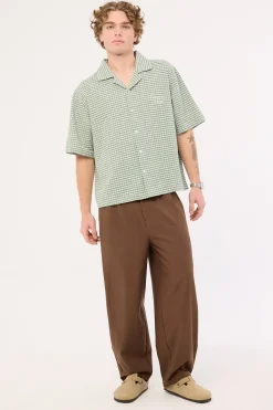Niko Boxy Cropped Resort Shirt Green Check