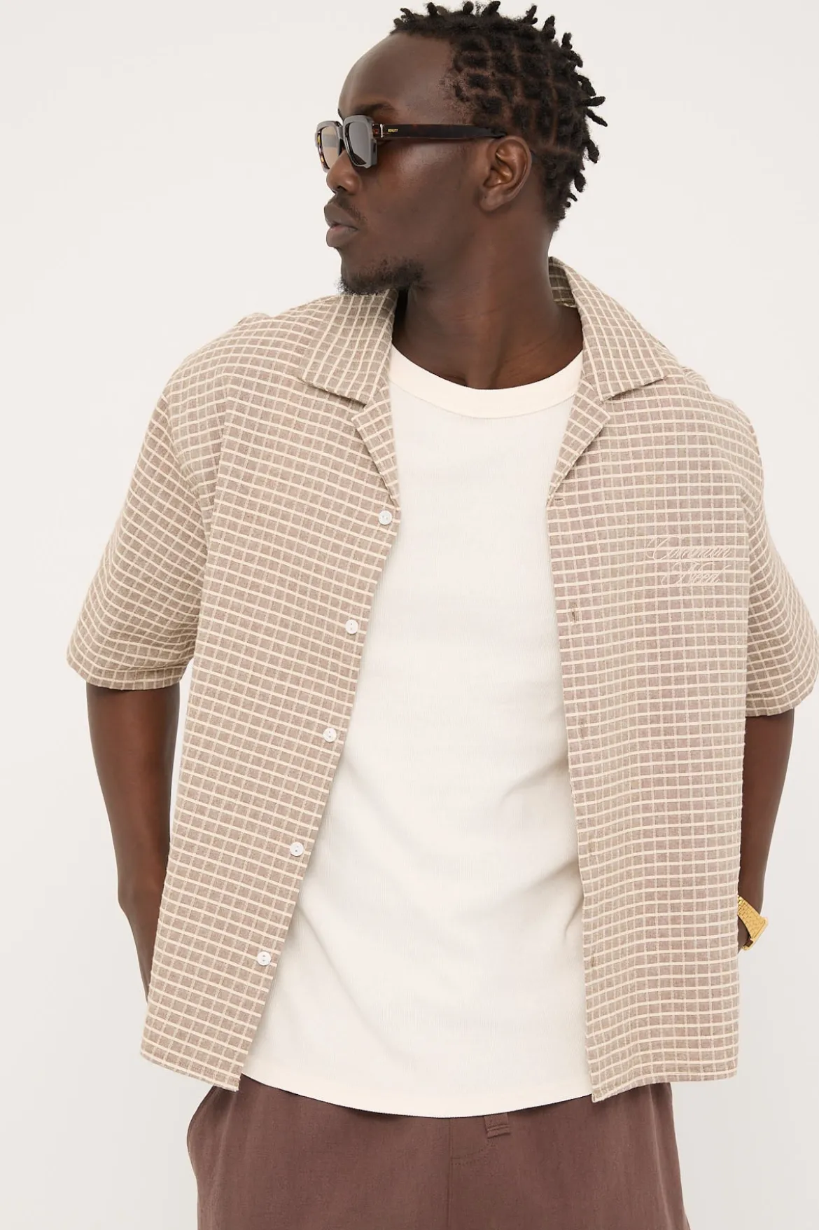 Niko Boxy Resort Shirt Brown Check