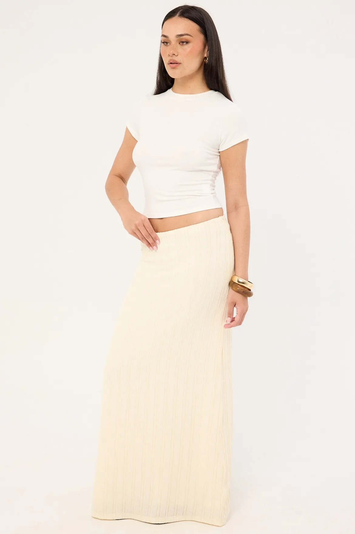 Noah Frill Maxi Skirt Butter