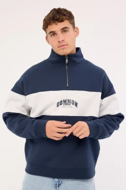 Noble Quarter Zip Sweater Navy/Snow Marle