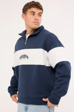 Noble Quarter Zip Sweater Navy/Snow Marle