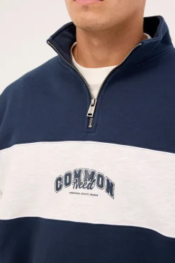 Noble Quarter Zip Sweater Navy/Snow Marle