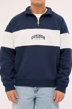 Noble Quarter Zip Sweater Navy/Snow Marle