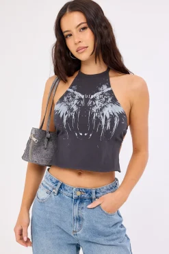 Nocturne Halter Tank Washed Black