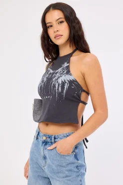 Nocturne Halter Tank Washed Black