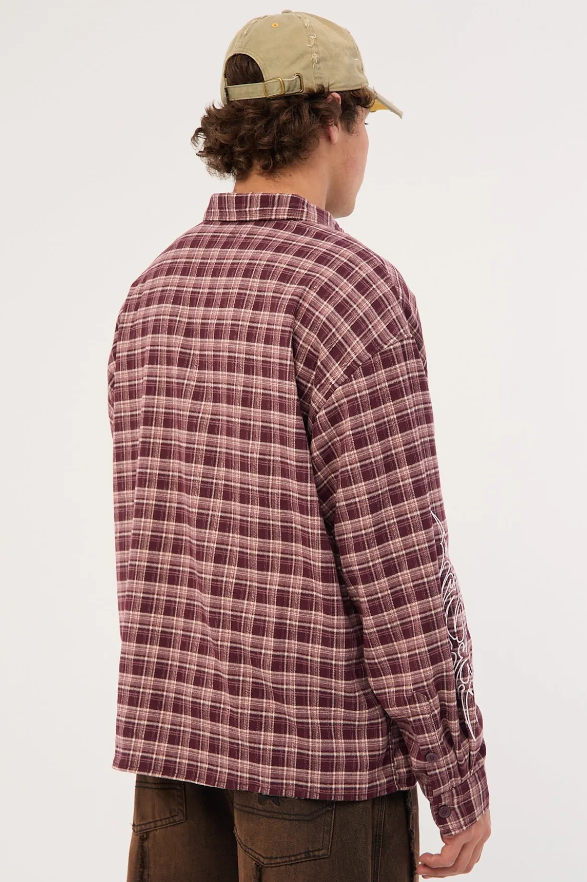 Nomadix Oversize Long Sleeve Shirt Purple Check