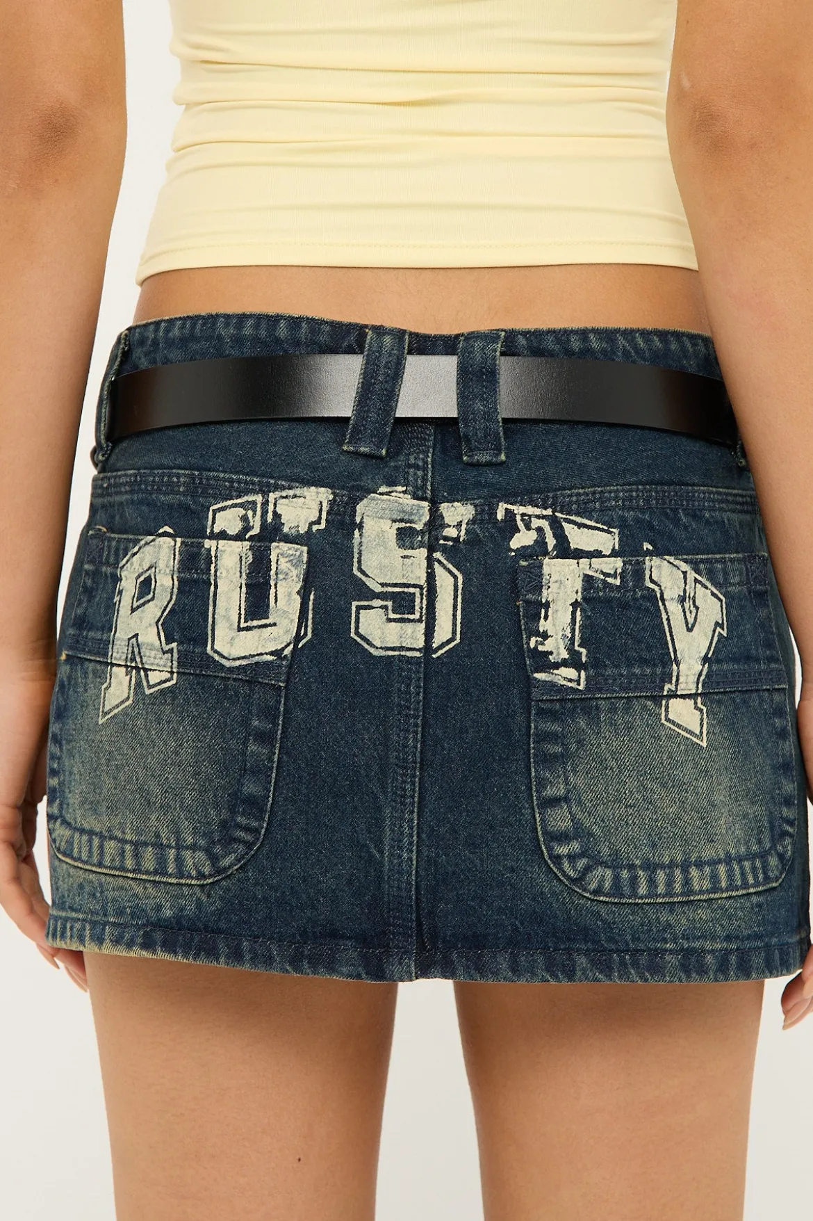 Norty Low Rise Denim Micro Mini Skirt Dark And Dirty