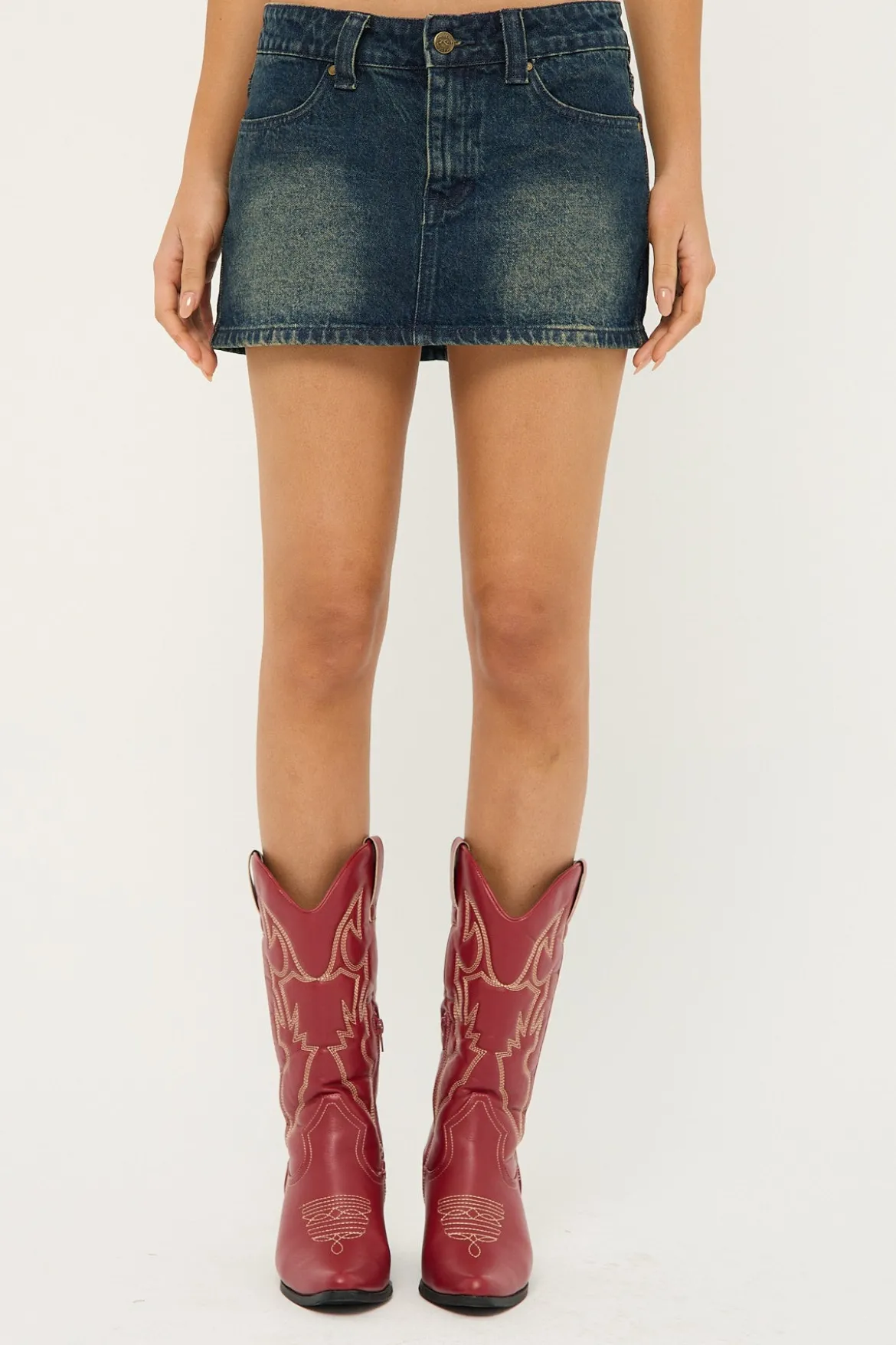 Norty Low Rise Denim Micro Mini Skirt Dark And Dirty
