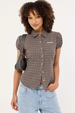 Nova Button Up Blouse Brown