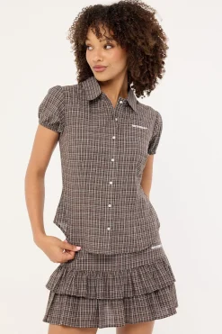 Nova Button Up Blouse Brown