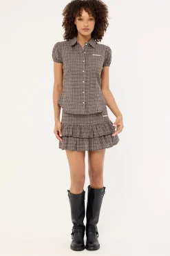 Nova Button Up Blouse Brown