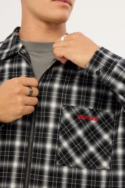 Nova Check Oversized Long Sleeve Shirt Black/Grey Check